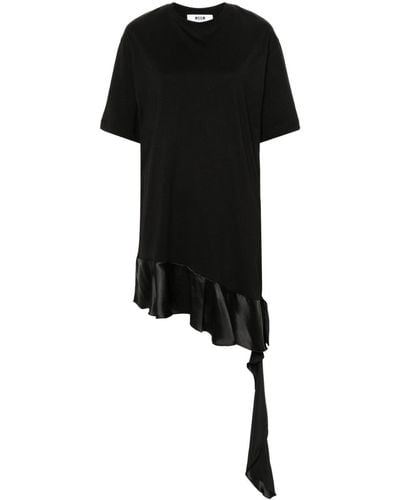 MSGM Vestido estilo camiseta de manga corta - Negro