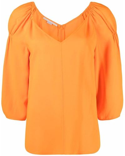 Stella McCartney Cropped-Bluse mit Puffärmeln - Orange