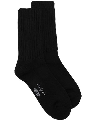 Yohji Yamamoto Cotton Blend Crew Socks - Black