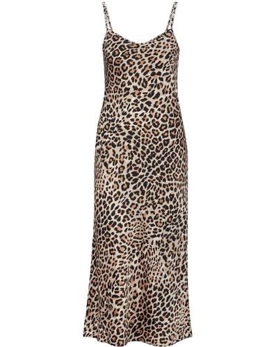 HUGO Slip dress con estampado de leopardo - Neutro