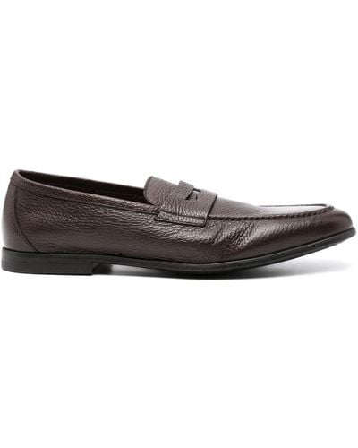 Canali Grained Leather Loafers - Grey