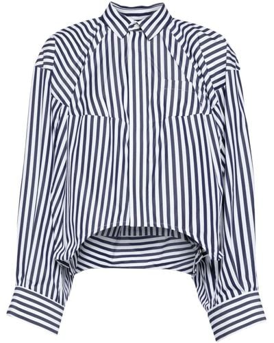 Sacai Striped Classic-collar Shirt - Blue