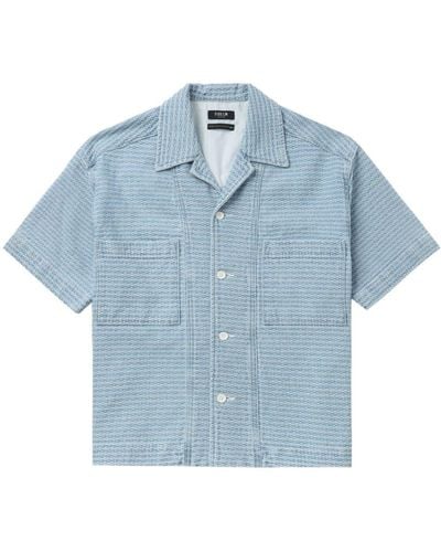 FIVE CM Geometric-print Cotton Shirt - Blue