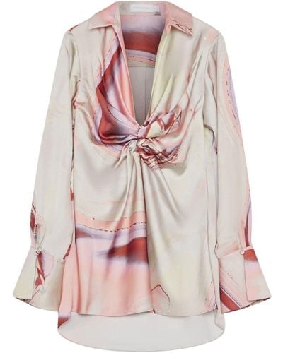 Jonathan Simkhai Roma Gathered-detail Shirt Dress - Pink