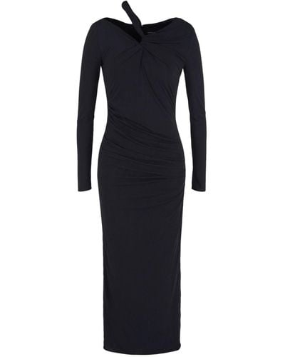 Giorgio Armani Cut Out-detail Ruched Midi Dress - Black