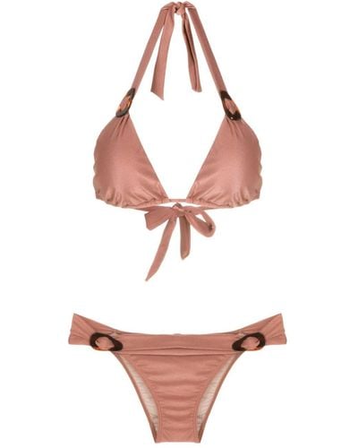 Adriana Degreas Hardware-embellished Metallic Triangle Bikini - Pink