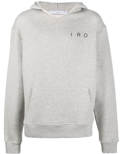 IRO Logo-print Cotton Hoodie - Gray