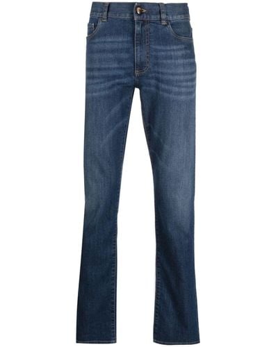 Canali Low-rise Straight-leg Jeans - Blue