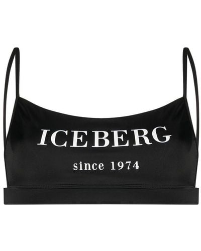 Iceberg Top de bikini Heritage con logo - Negro