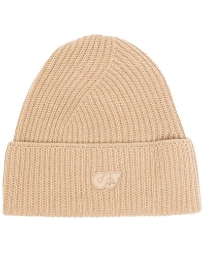 Alpha Tauri Logo-patch Ribbed-knit Beanie - Natural