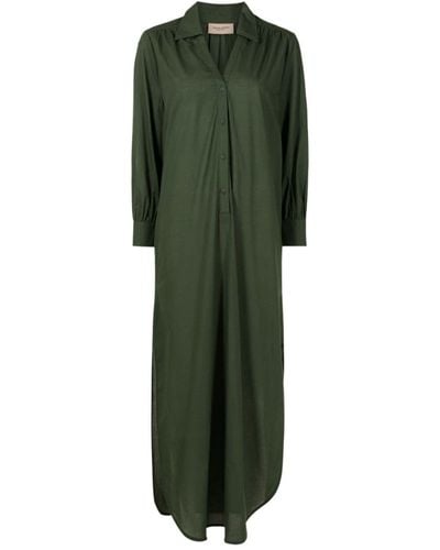 Adriana Degreas Long-sleeved Cotton Shirt Dress - Green
