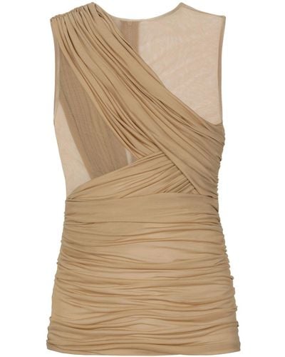 Dolce & Gabbana Ruched Tulle Tank Top - Natural