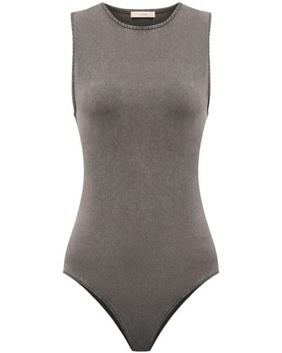 12 STOREEZ Round-neck Cotton-blend Bodysuit - Gray
