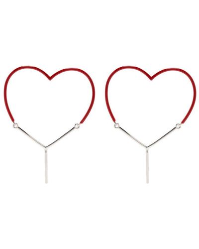 Y. Project Two-tone Heart-shape Earrings - Red