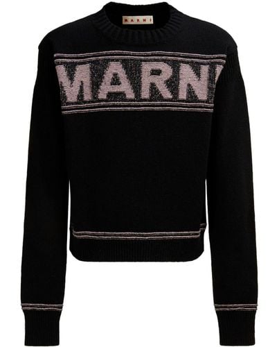 Marni Logo-intarsia Virgin Wool Jumper - Black