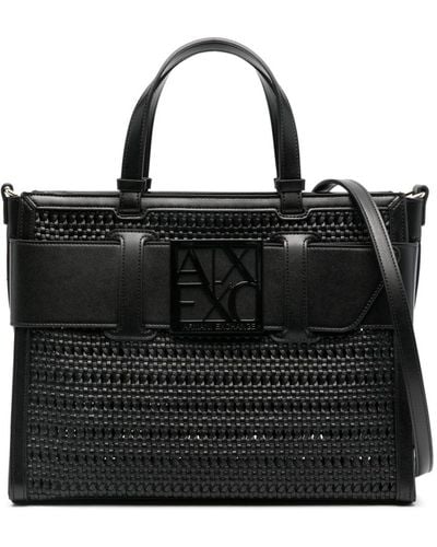Armani Exchange Logo-buckle Tote Bag - Black