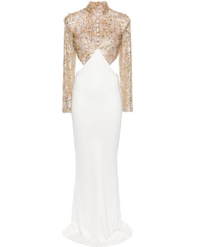 Elisabetta Franchi Sequin-embellished Maxi Dress - White