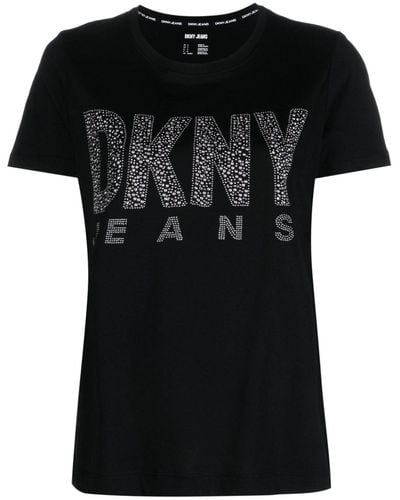 DKNY Stud-embellished Short-sleeve T-shirt - Black