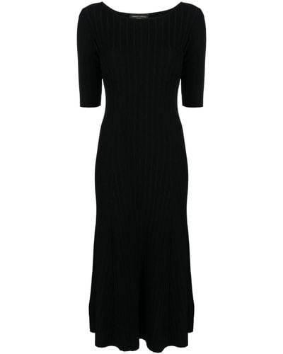 Roberto Collina Ribbed-knit Midi Dress - Black