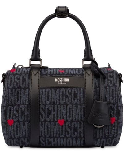 Moschino Reisetasche mit Logo-Print - Schwarz