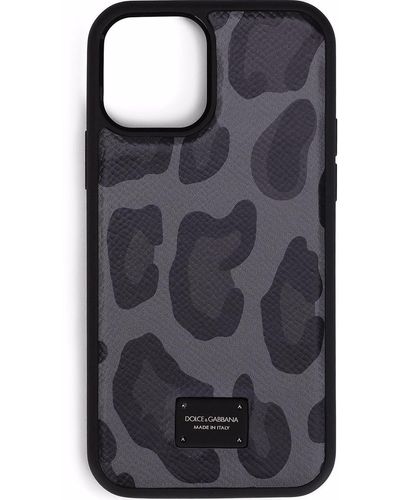 Dolce & Gabbana Iphone 12 Pro Hoesje Met Luipaardprint - Grijs