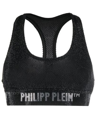 Philipp Plein Crystal-embellished Logo-underband Bra - Black