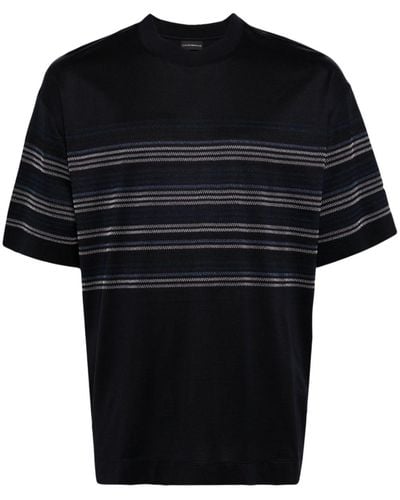 Emporio Armani ストライプ Tシャツ - ブラック