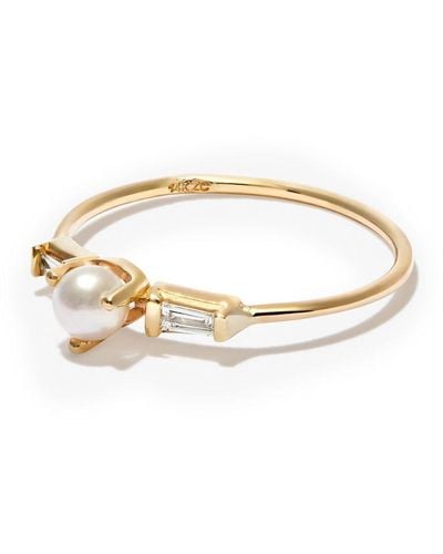 Zoe Chicco 14kt Yellow Gold Pearl And Diamond Ring - White