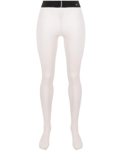 Forte Forte Logo-embroidered High-waist Tights - Pink
