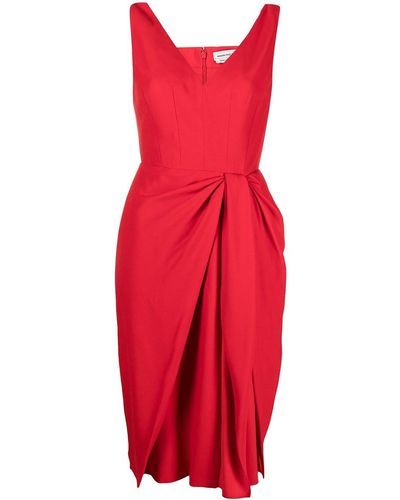 Alexander McQueen Knot-detail Draped Dress - Red