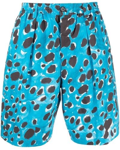 Marni Shorts mit Leoparden-Print - Blau