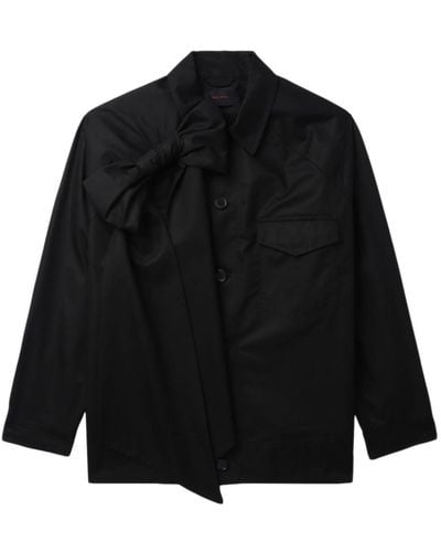 Simone Rocha Bow-detail Cotton Shirt Jacket - Black