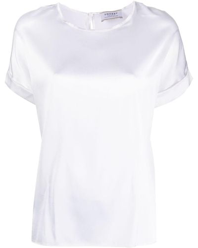 Wild Cashmere Short-sleeve Silk Blouse - White