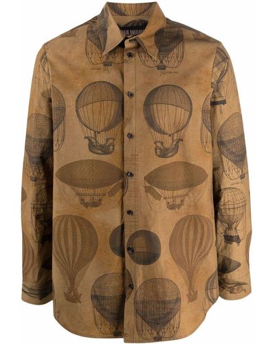 Uma Wang Balloon-print Shirt - Brown