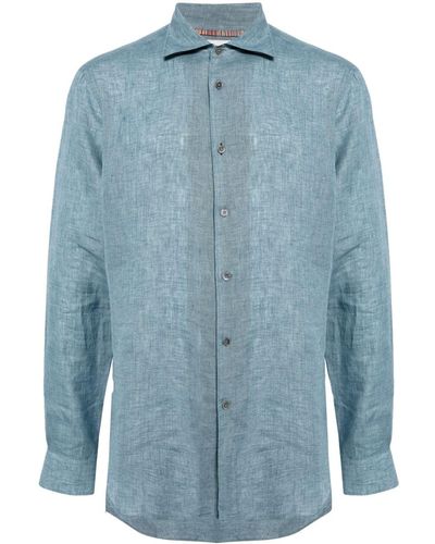 Paul Smith Langärmeliges Hemd aus Leinen - Blau