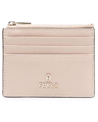 Furla Logo-lettering Leather Cardholder - Natural