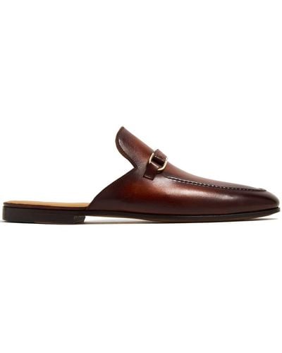 Magnanni Buckle-detail Leather Slippers - Brown