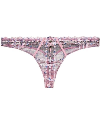 Fleur du Mal Tanga Gabrielle bordado - Morado