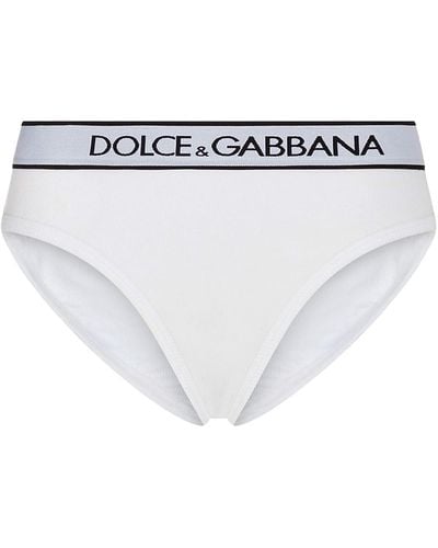 Dolce & Gabbana Logo-waistband Ribbed Briefs - White