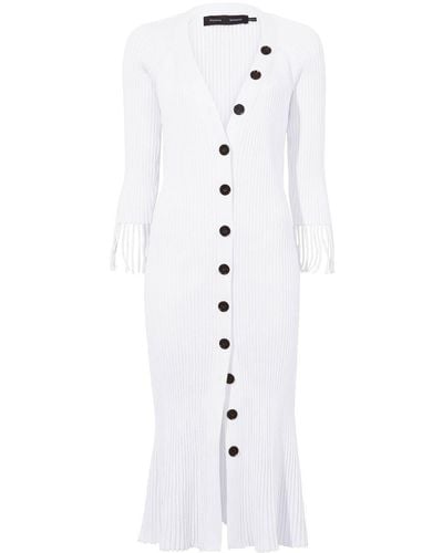 Proenza Schouler Ribbed-knit Buttoned-up Dress - White