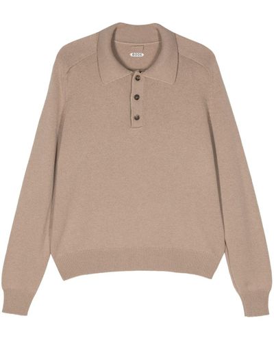 Bode Knitted Cashmere Polo Shirt - Natural