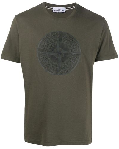 Stone Island T-shirt en coton à logo imprimé - Vert