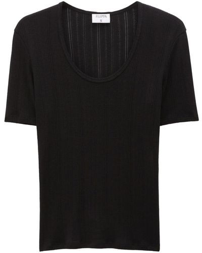 Filippa K Camiseta de canalé fino - Negro
