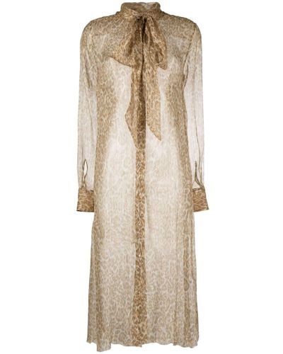 Ermanno Scervino Sheer Silk Midi Dress - Natural