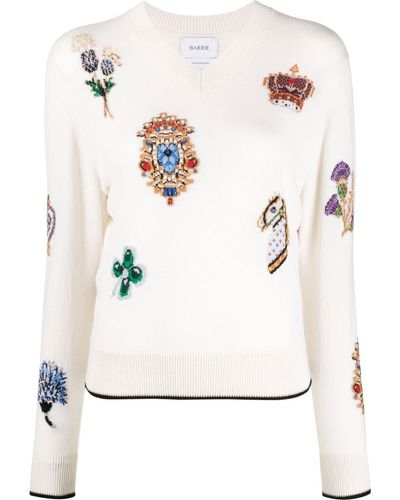 Barrie Intarsia Cashmere-blend Sweater - White