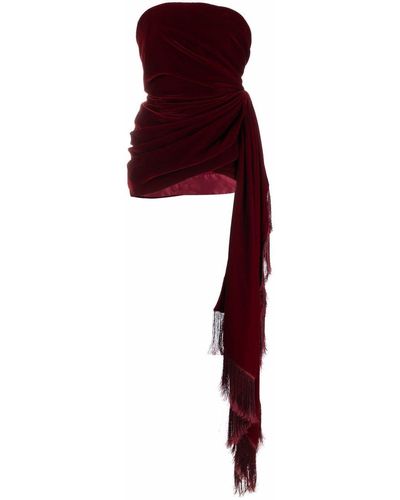 Oscar de la Renta Robe courte drapée en velours - Rouge