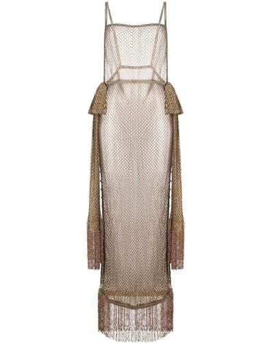 Bode Robe longue à détail d'écharpe - Neutre