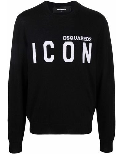 DSquared² Slogan-print Wool Sweater - Black