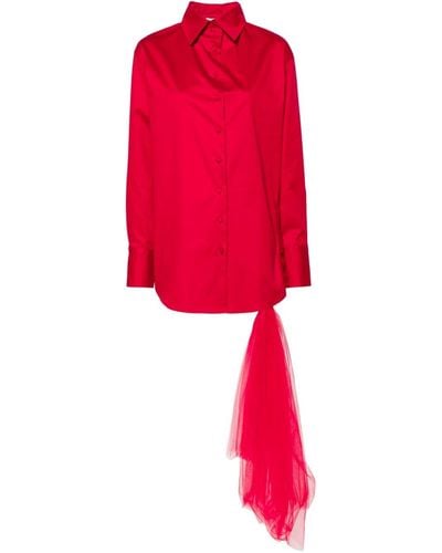 Atu Body Couture Draped-tulle Mini Shirtdress - Red