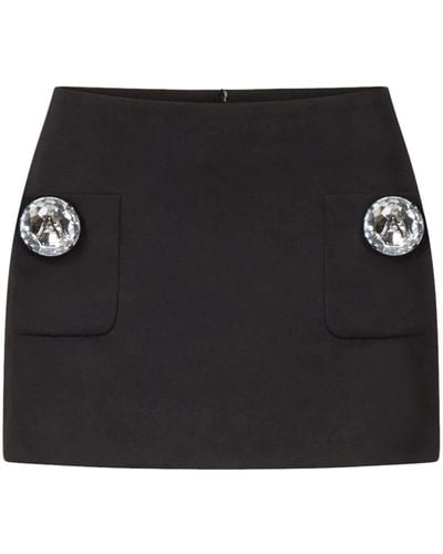 Area Crystal-embellished Wool Mini Skirt - Black